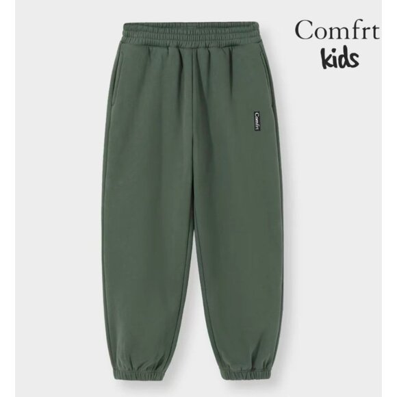 COMFRT Solid Olive Green Kid's Full Length Jogger Sweatpants Size Medium (9-10) - Picture 2 of 9